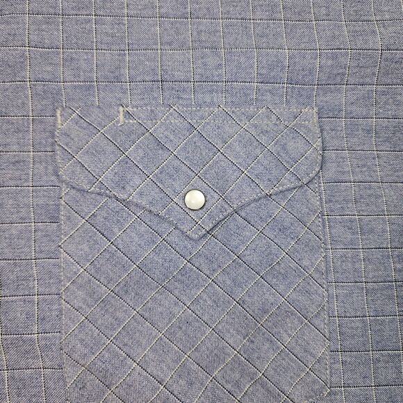 Vintage Ruddock Western Shirt Short Sleeve Blue Plaid Pearl Snap Men's XL (18) - Picture 4 of 10